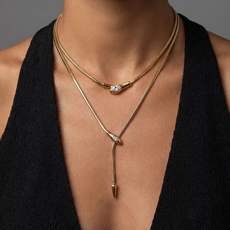 Gold Snake Chain Necklace for Women UK | Serpentine Luxe | Elnora London