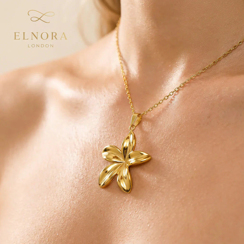 Gold Flower Pendant Necklace for Women UK | Elnora London