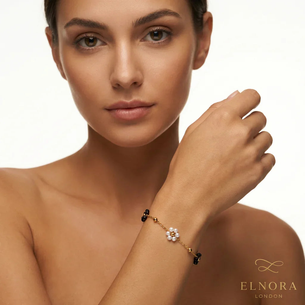 Black and White Pearl Bracelet for Women | Elnora London
