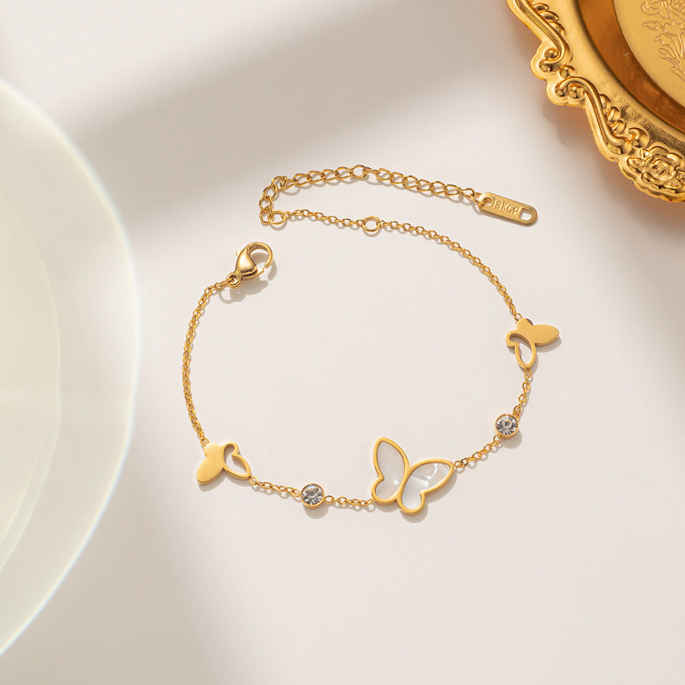 Butterfly Charm Zircon Bracelet
