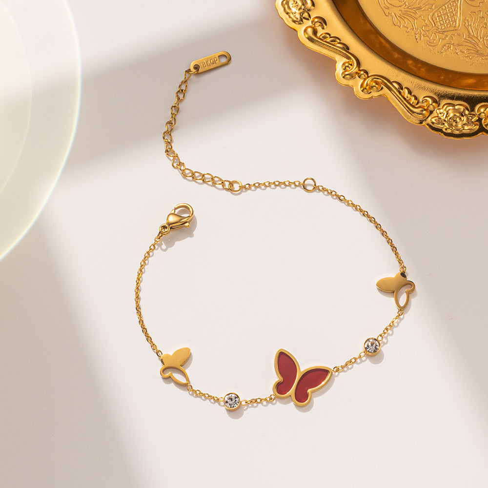 Butterfly Charm Zircon Bracelet