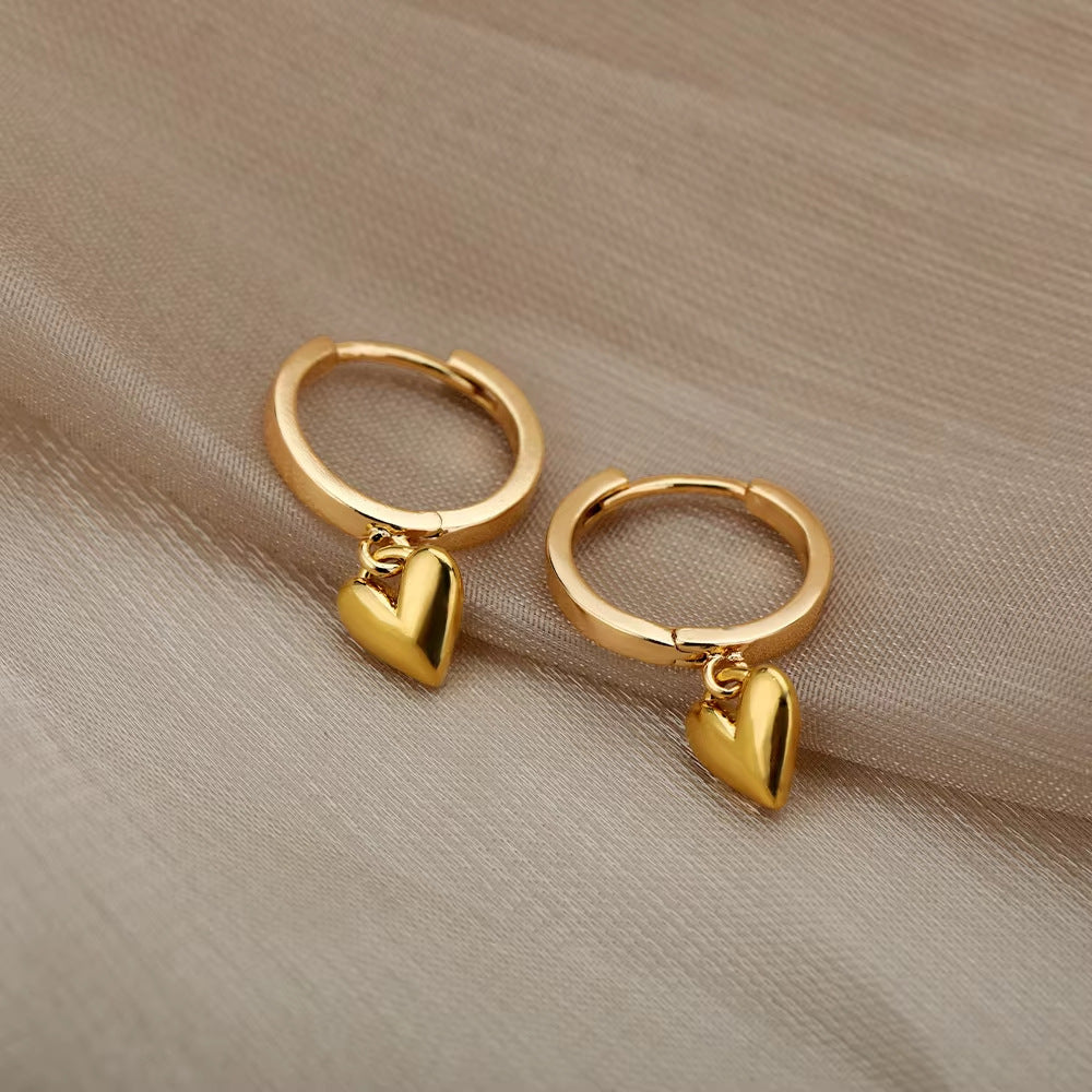 Elara Mini Heart Drop Hoop Earrings