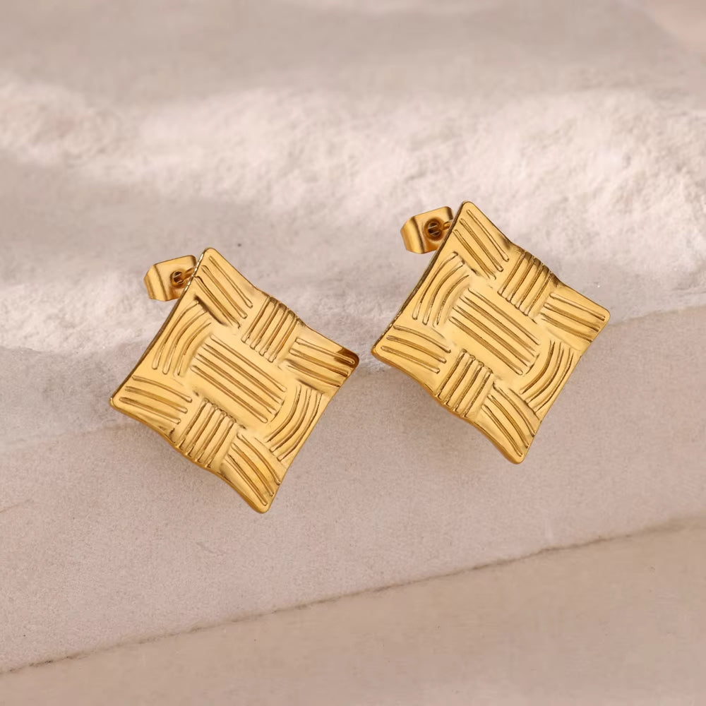 Valora Woven Square Stud Earrings