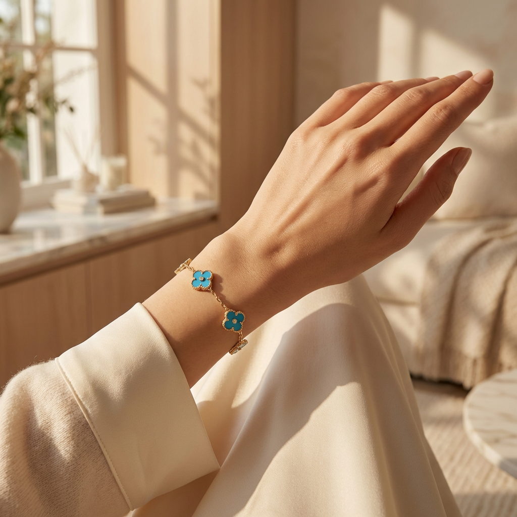 Blue Fortune Clover Bracelet