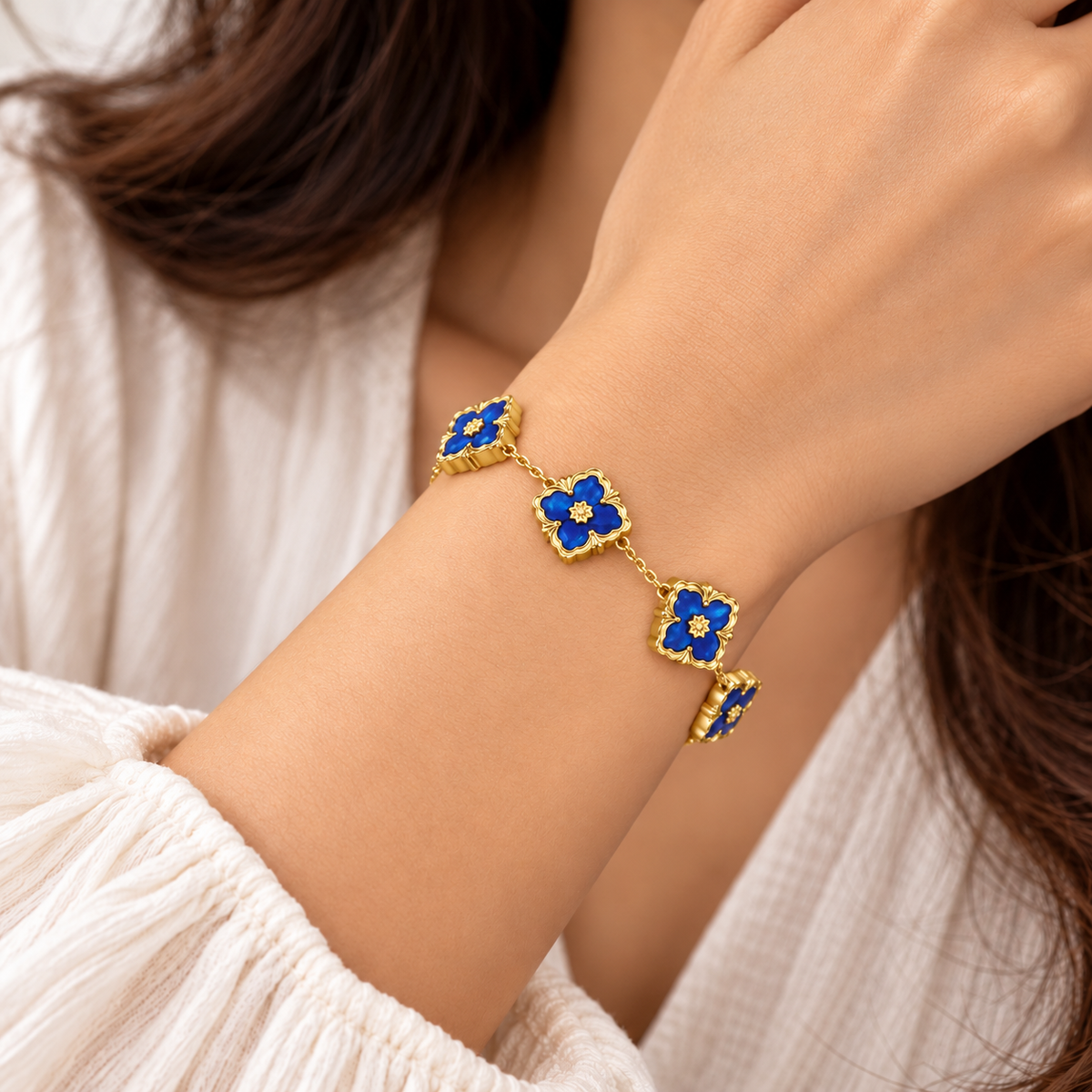 Blue Fortune Clover Bracelet