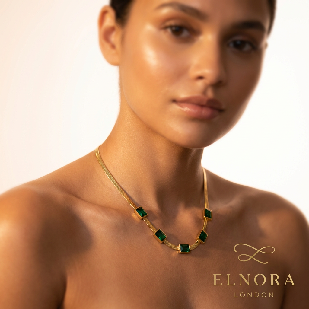 Emerald Glow Square Necklace