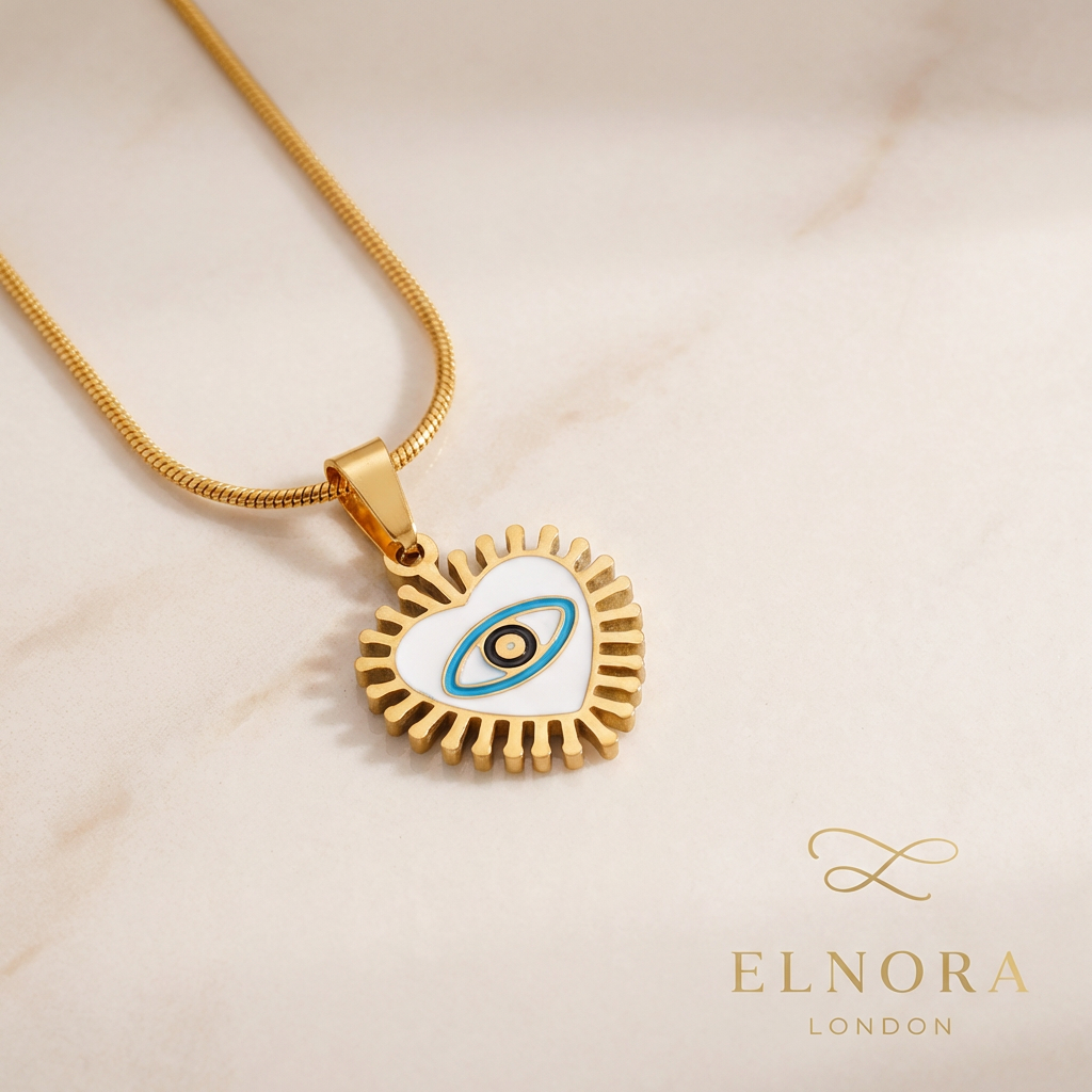 Solara Evil Eye Heart Necklace