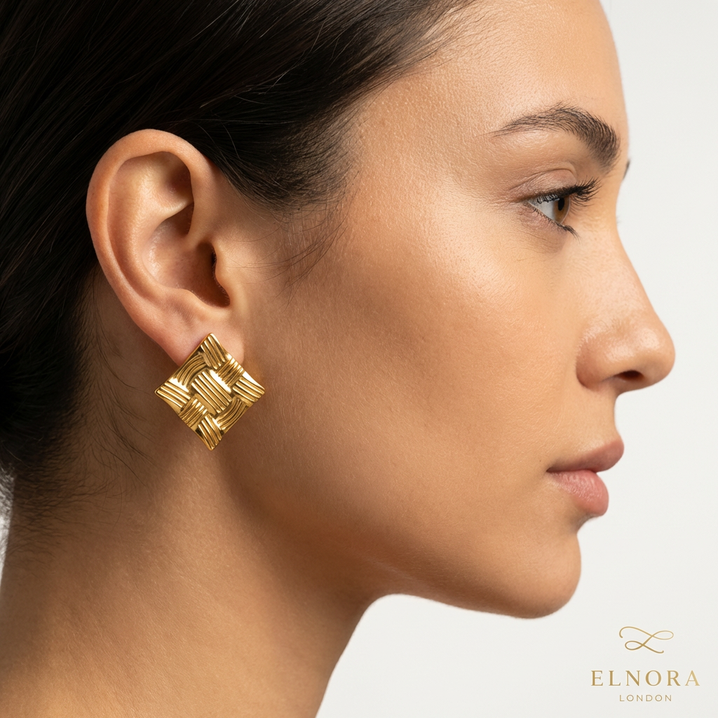 Valora Woven Square Stud Earrings