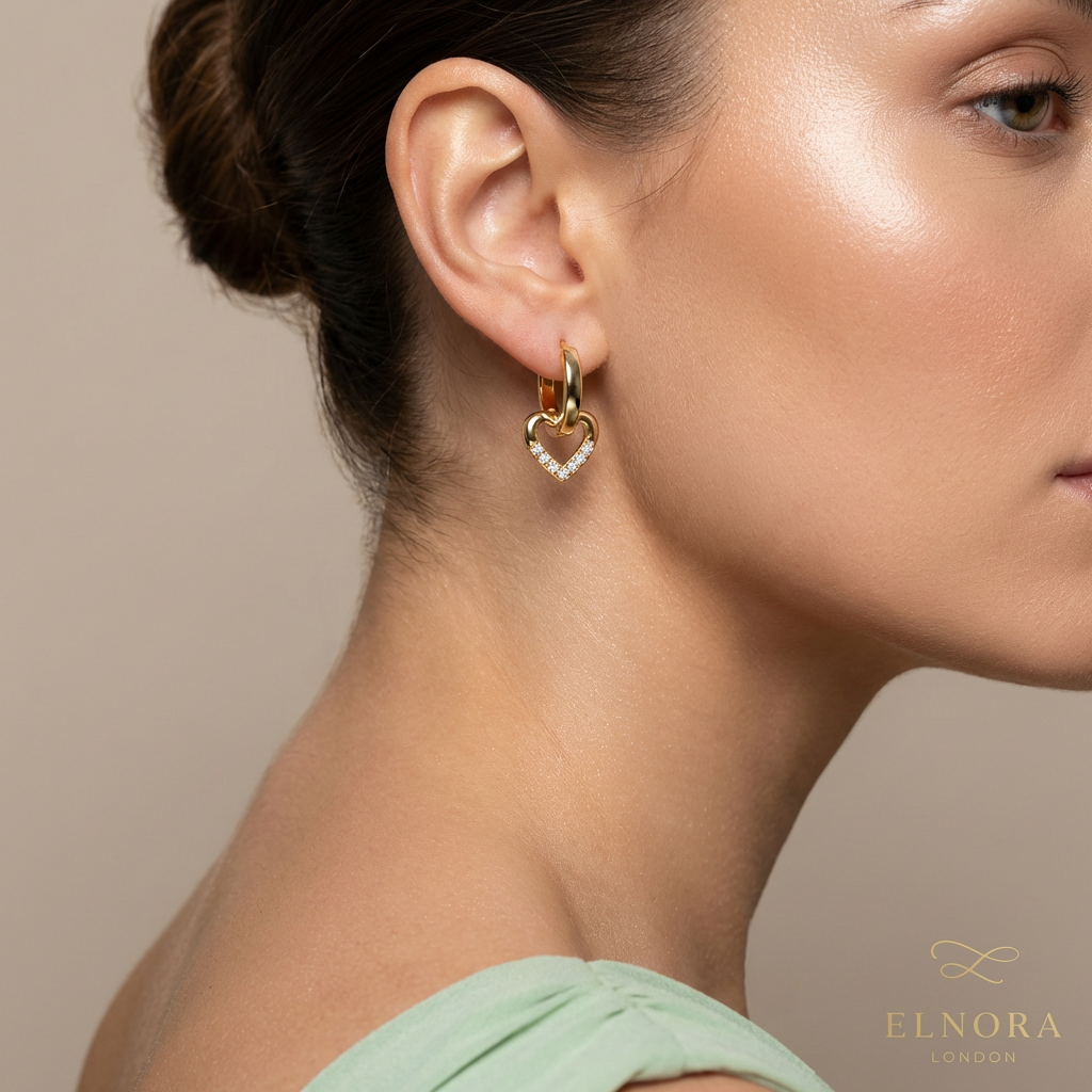 Heart Drop Hoop Earrings