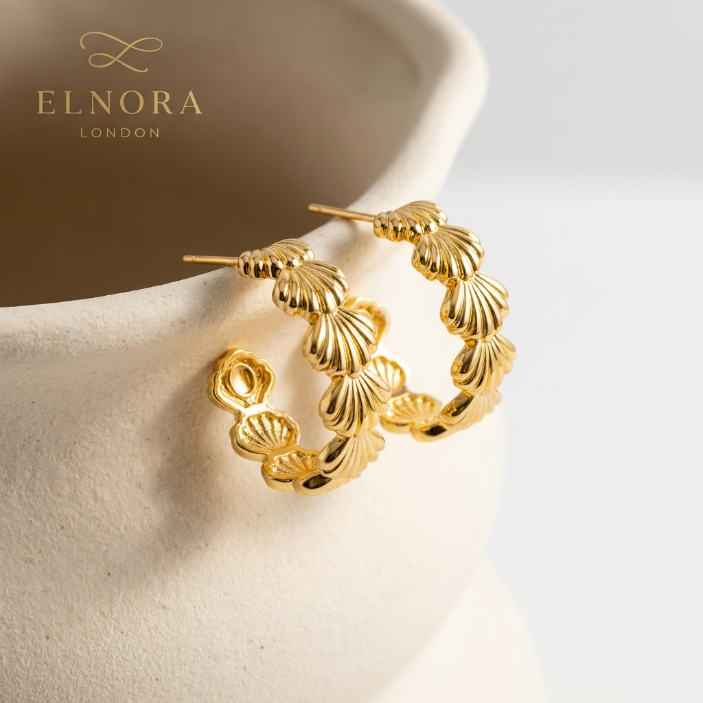Maris Shell Textured Hoop Earrings