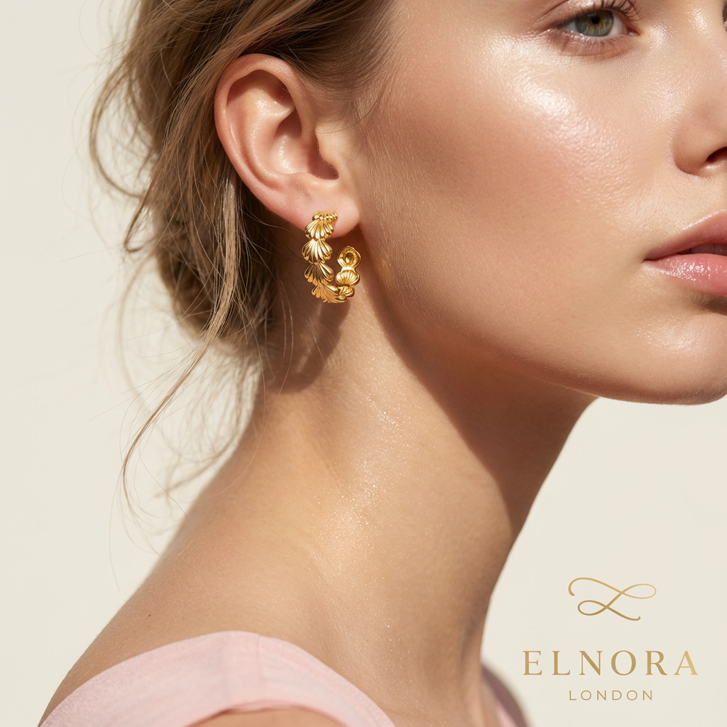 Maris Shell Textured Hoop Earrings