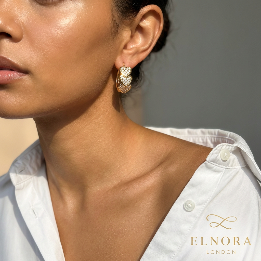 Amora Triple Heart Hoop Earrings