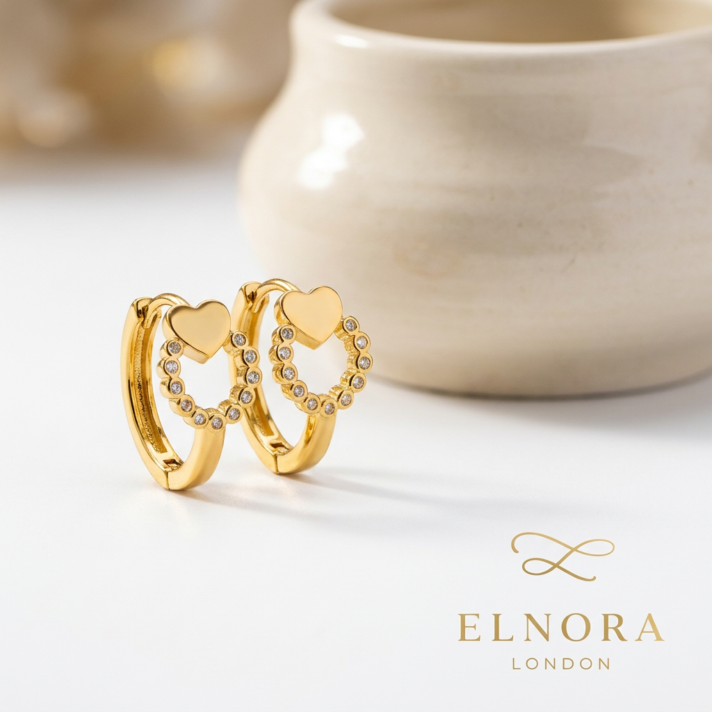 Elara Heart Halo Huggie Earrings
