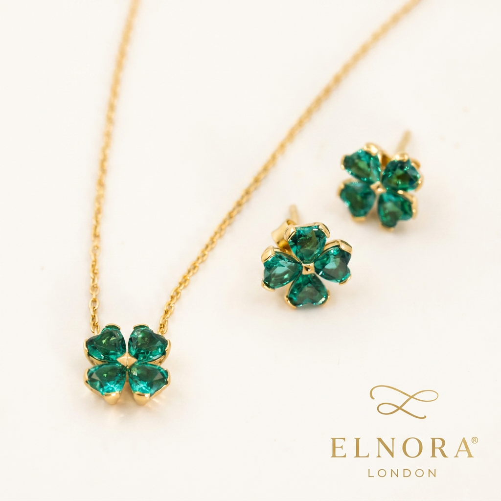 Emerald Lucky Clover Jewellery Set