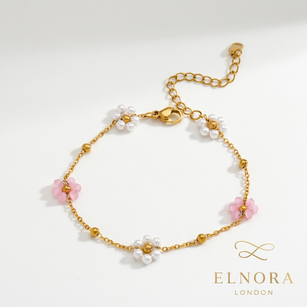 Lavender Bloom Beaded Bracelet