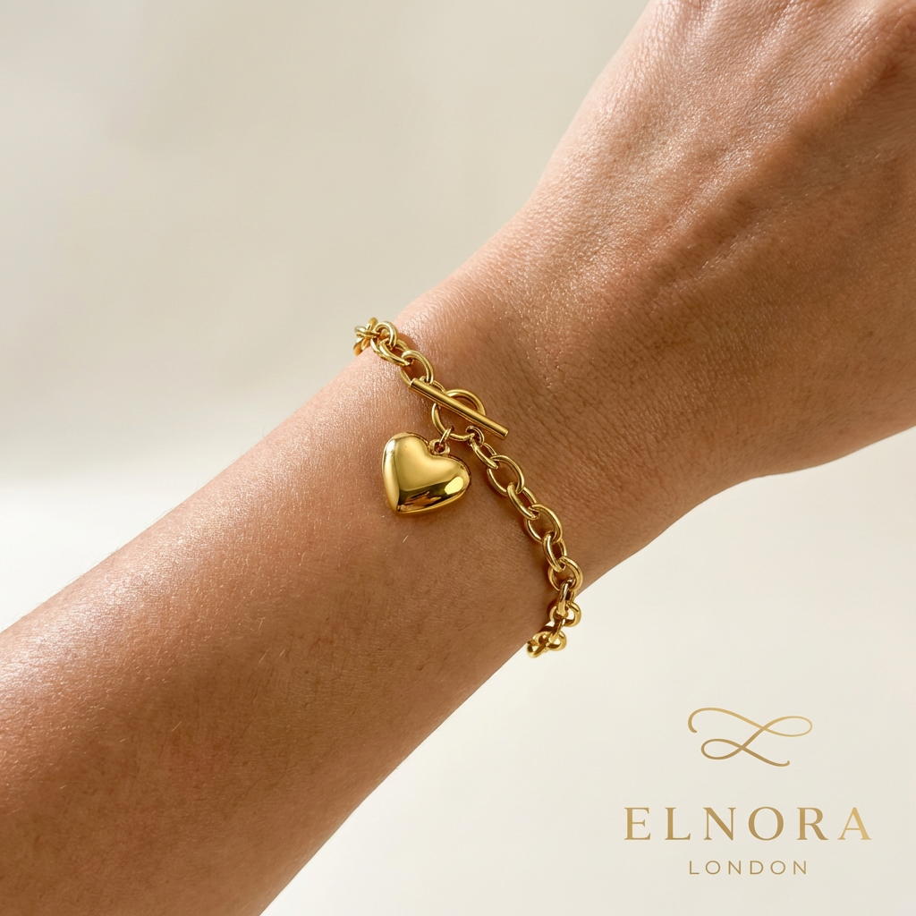 Golden Heart Link Bracelet