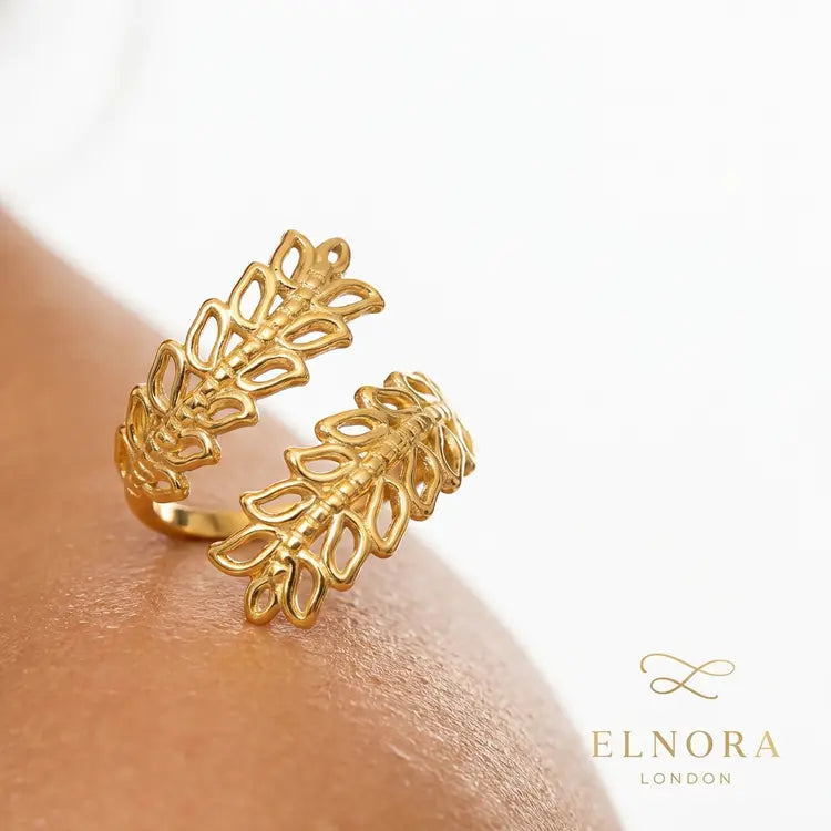 Elara Leaf Wrap Open Ring