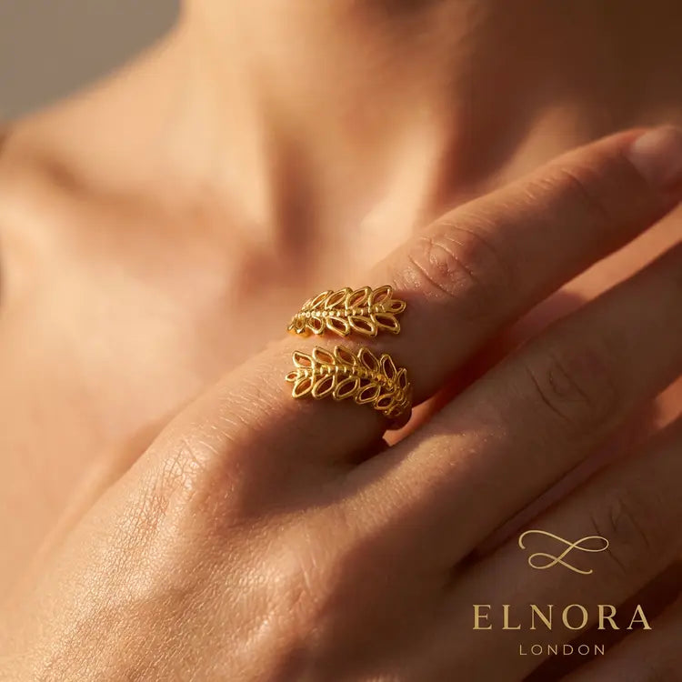 Elara Leaf Wrap Open Ring