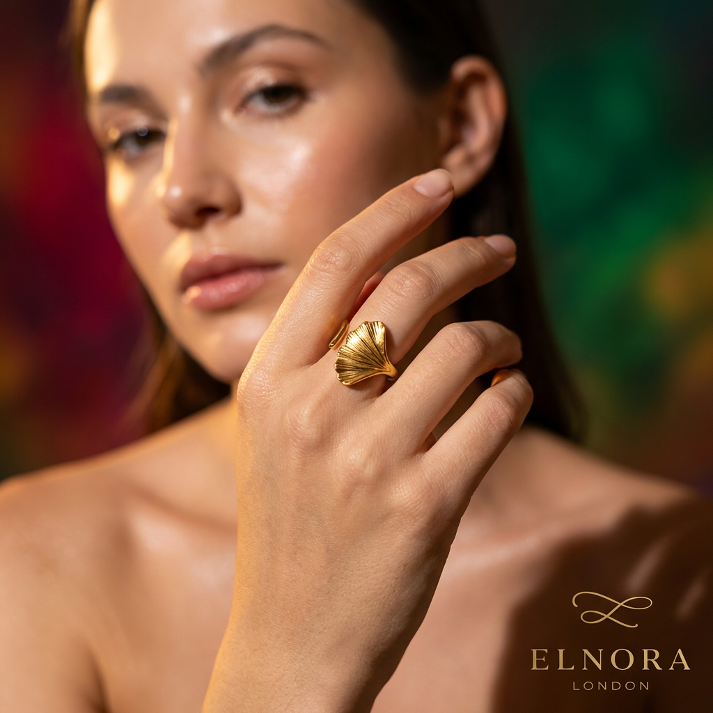Elowen Ginkgo Leaf Open Ring