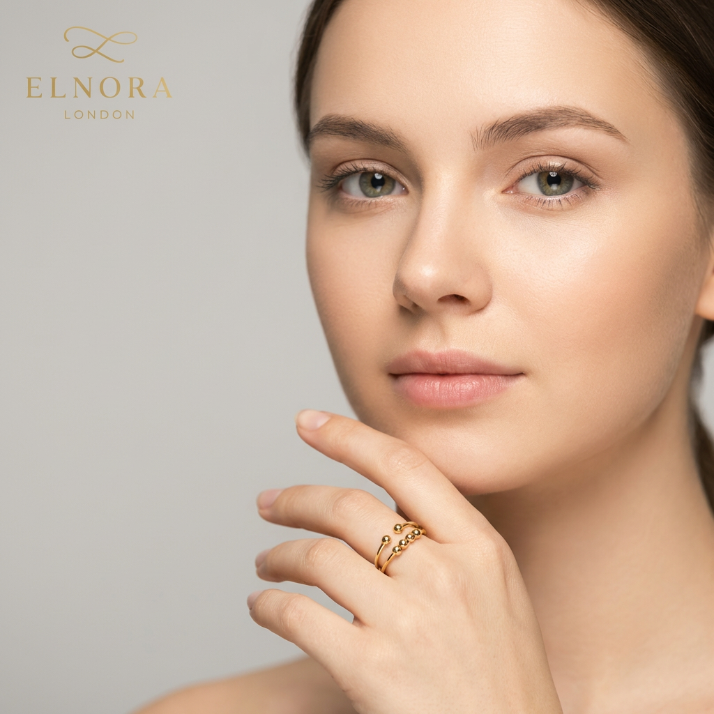 Golden Bead Open Ring