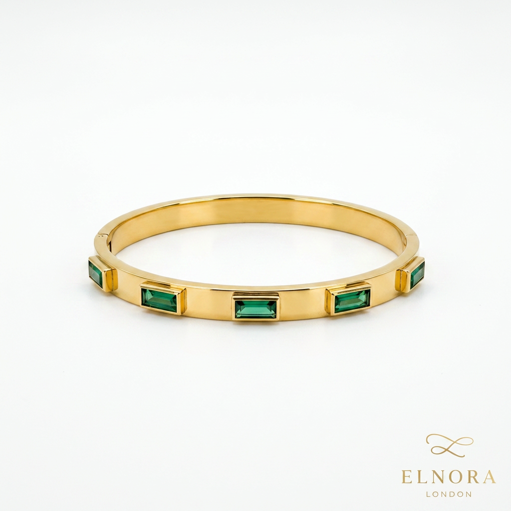 Emerald Bar Zircon Bangle