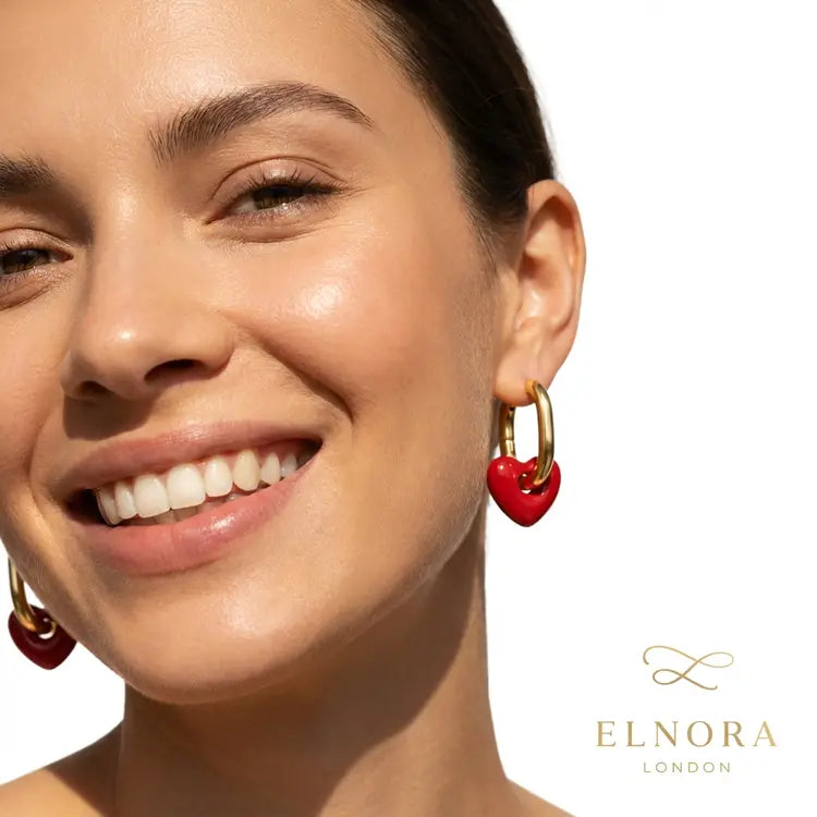Roselle Red Heart Hoop Earrings