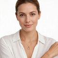 Model wearing the Fortuna Lucky Horseshoe Necklace
