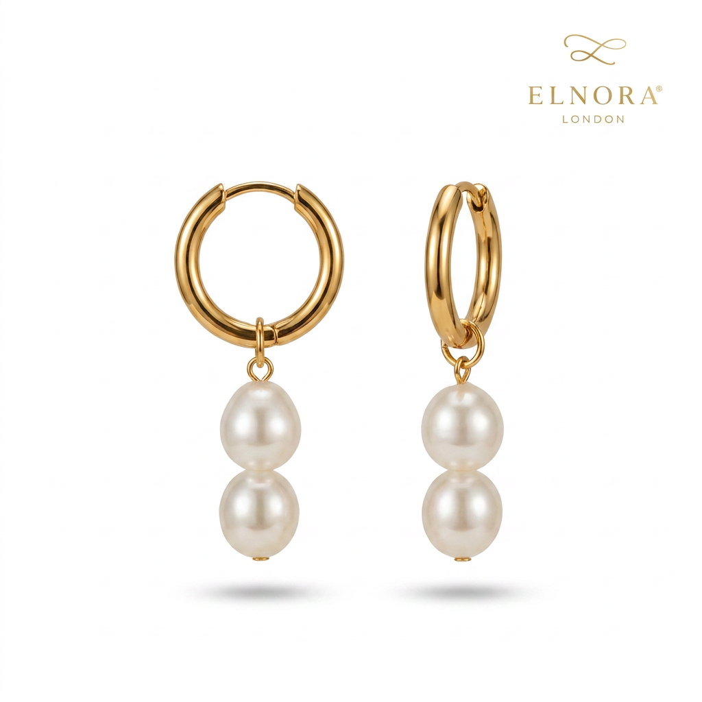 Luna Pearl Drop Hoops