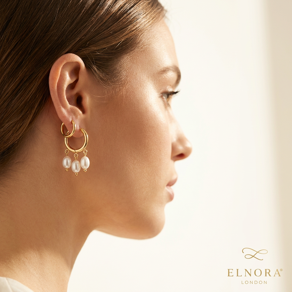 Maris Trio Pearl Hoop Earrings