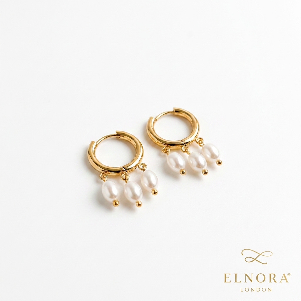 Maris Trio Pearl Hoop Earrings