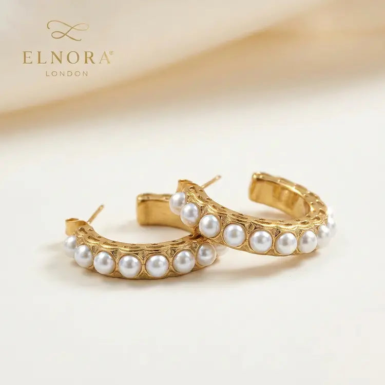 Pearl Halo Hoop Earrings
