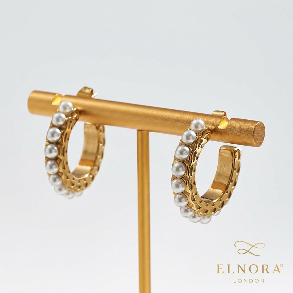 Pearl Halo Hoop Earrings