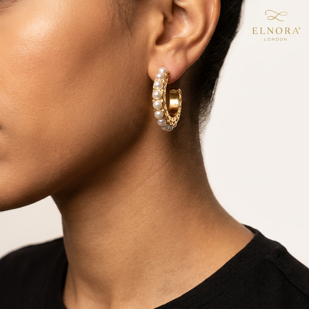 Pearl Halo Hoop Earrings