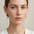 Model wearing the Seraphina Pearl Drop Earrings