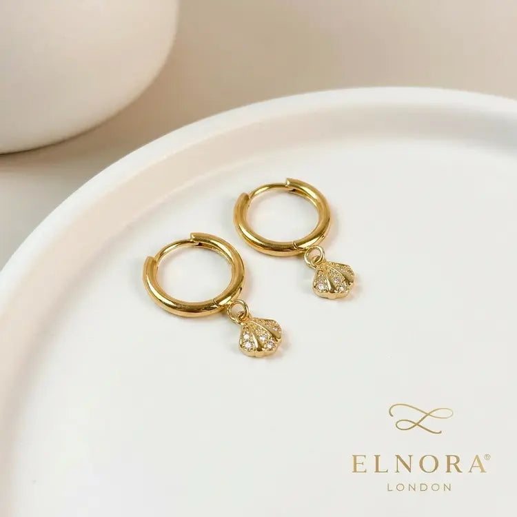 Shell Charm Hoop Earrings