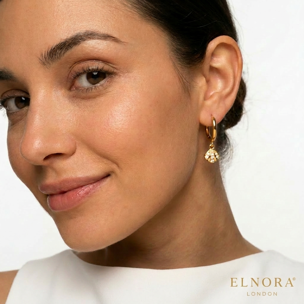 Shell Charm Hoop Earrings