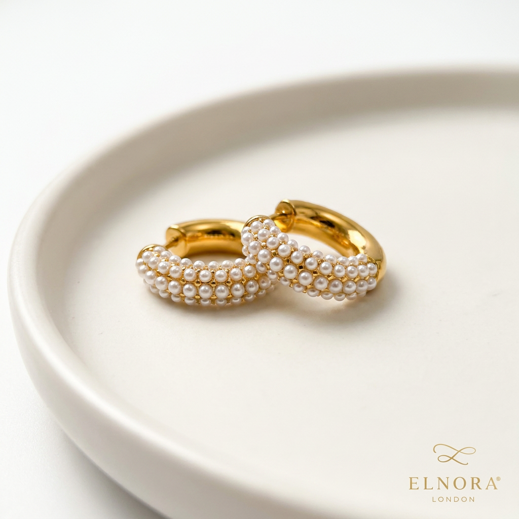 Shell Pearl Hoop Earrings