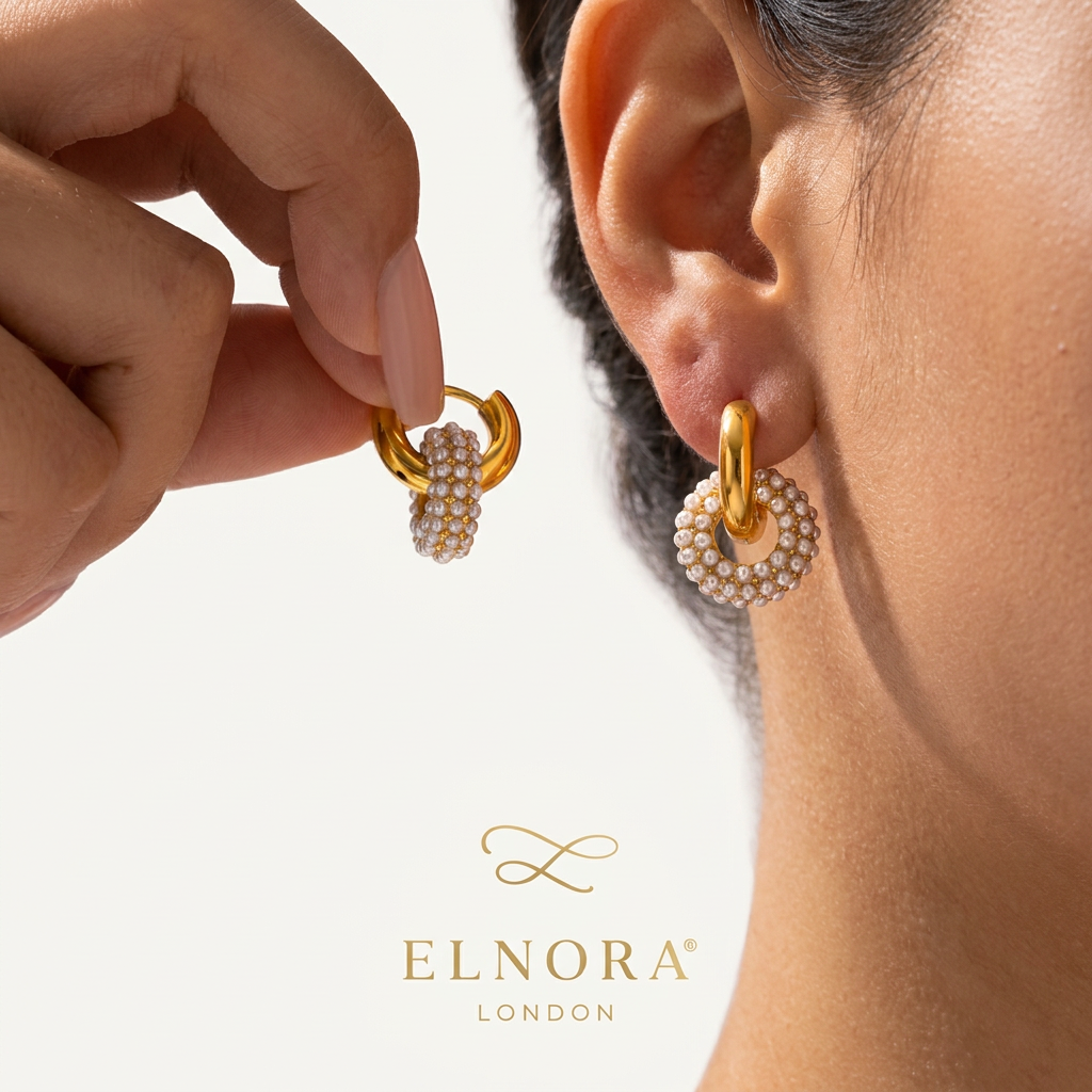 Shell Pearl Hoop Earrings