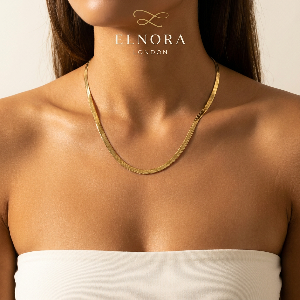 Luna Herringbone Chain Necklace