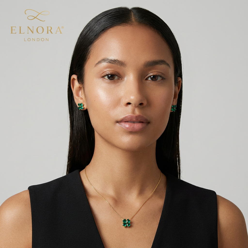 Emerald Lucky Clover Jewellery Set