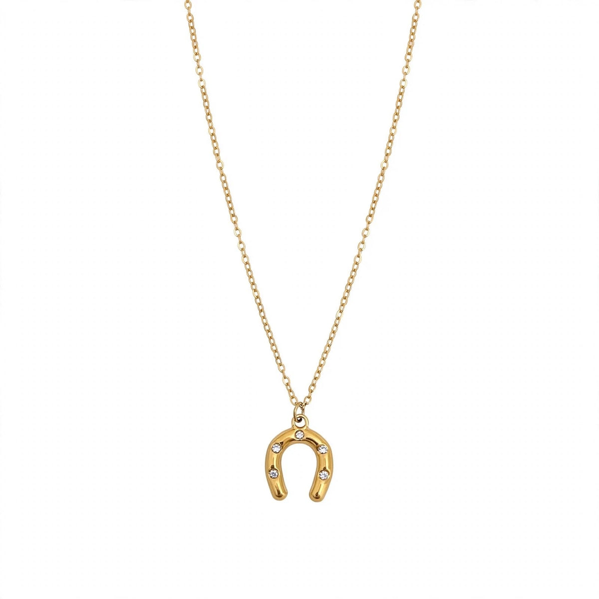 Fortuna Lucky Horseshoe Necklace, gold horseshoe pendant