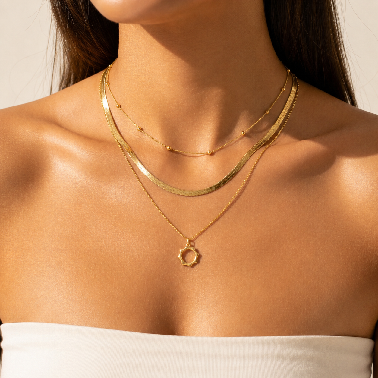 Luna Herringbone Chain Necklace