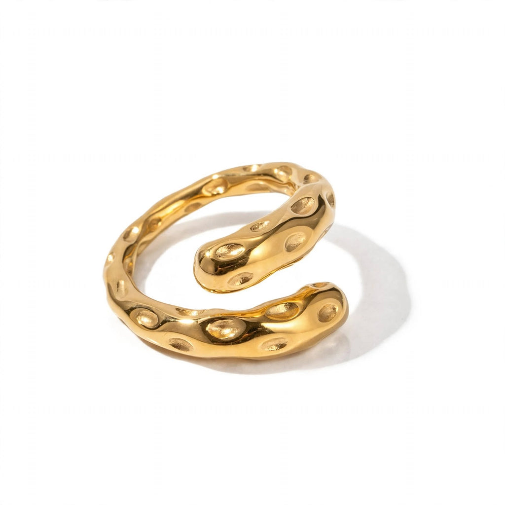 Aurelia Molten Wrap Ring, textured gold wrap ring
