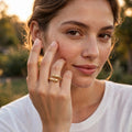 Model wearing the Aurelia Molten Wrap Ring
